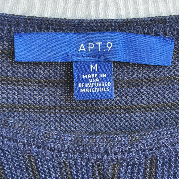 Apt. 9 navy and black lightweight front-tie bell sleeve sweater, size M - Picture 5 of 8